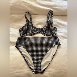 J. Crew Navy and White Gingham Bikini XL / 38c